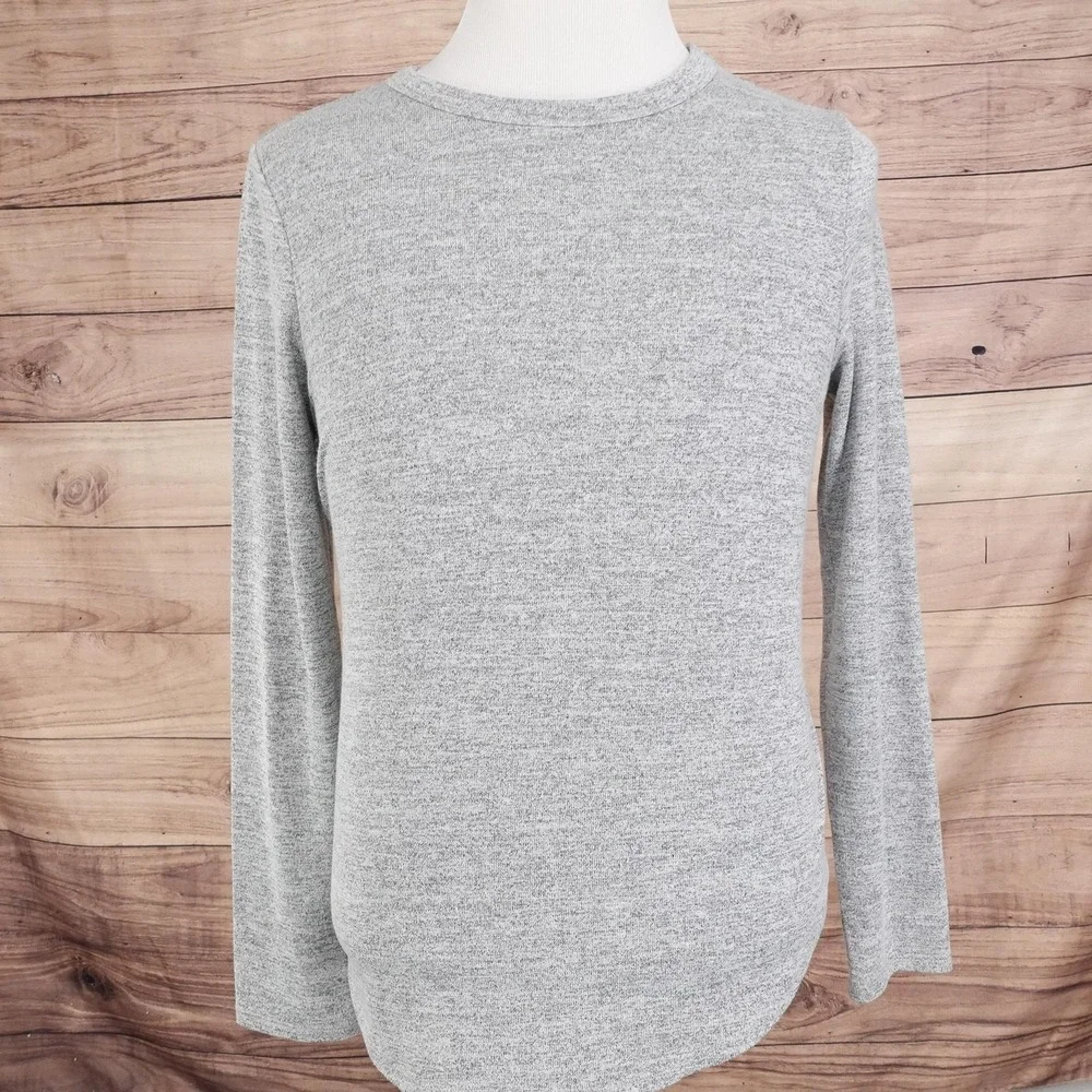 Banana Republic Shirt Mens Large Gray Luxespun Long Sleeve Crewneck Soft Top‎